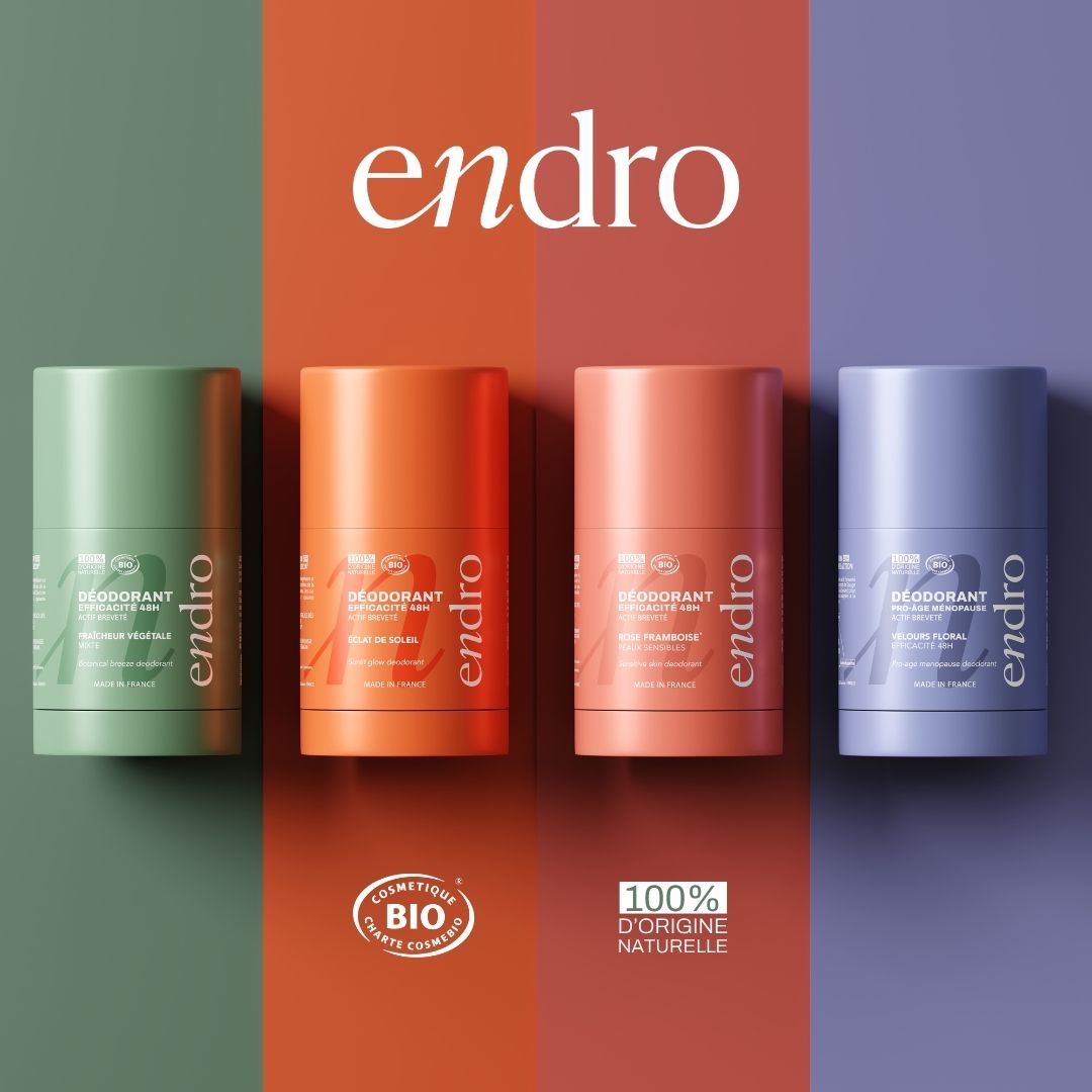Patru deodorante Endro colorate, origine naturală